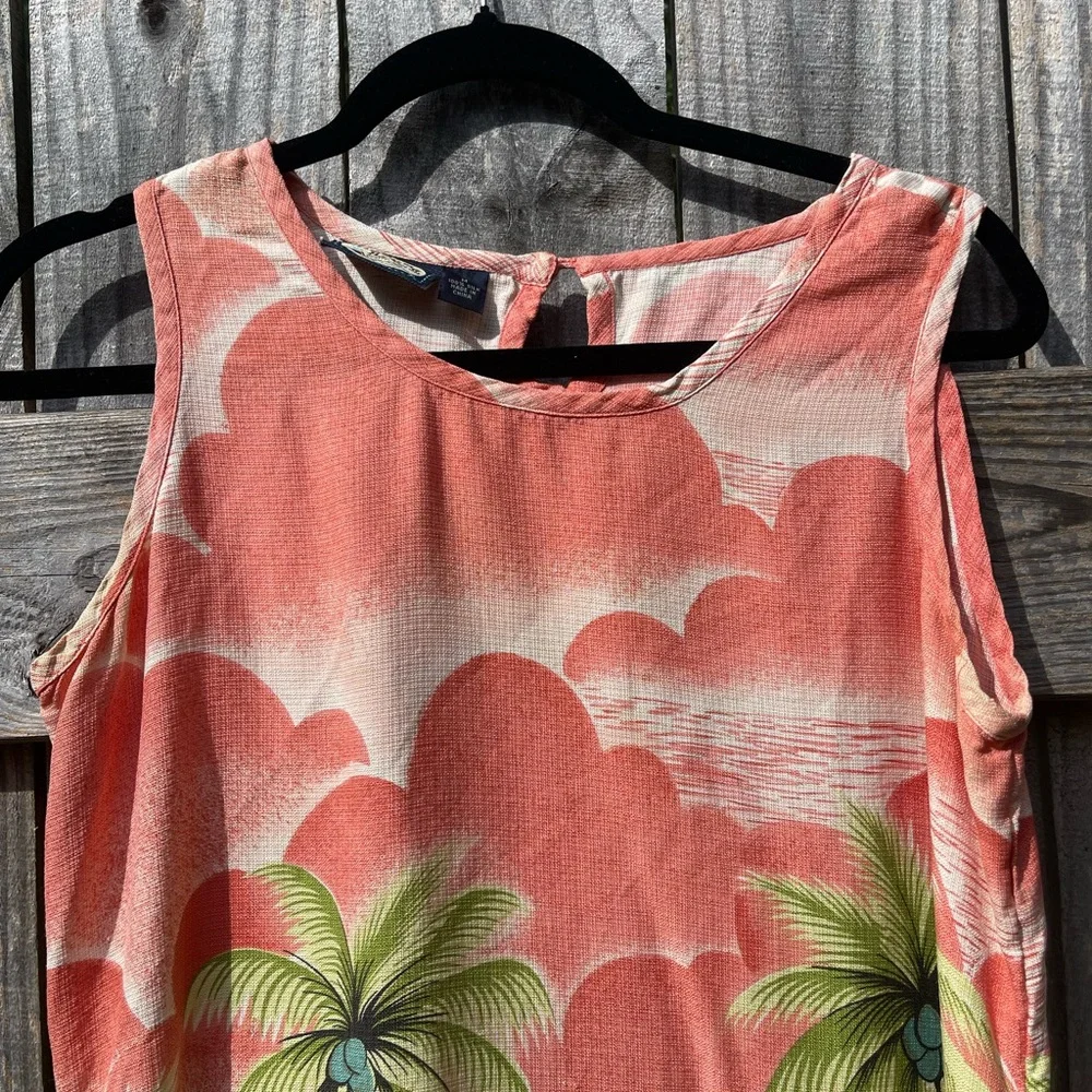 Tommy Bahama Coral and Green Tropical Midi Dress - Picture 4 of 8